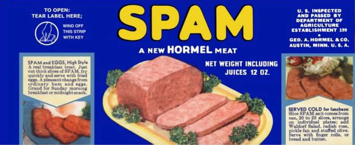 Pierwsza etykieta SPAM z 1937 roku